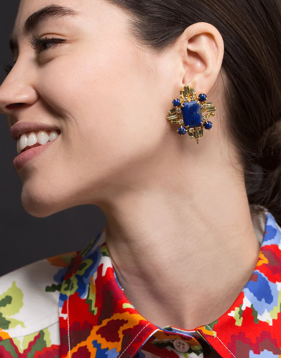 Lapis and Lemon Quartz Earrings
