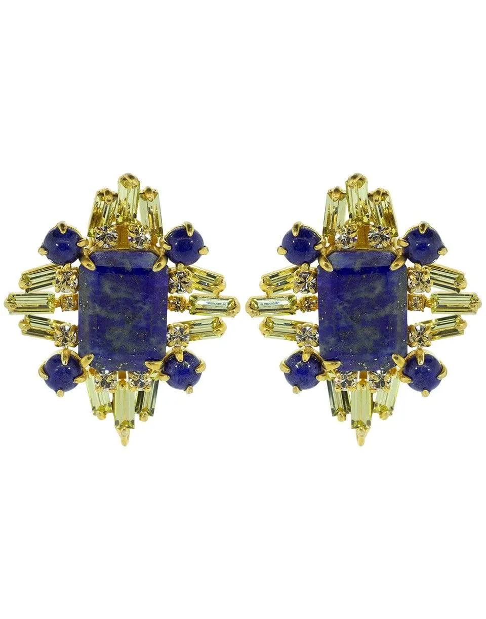 Lapis and Lemon Quartz Earrings