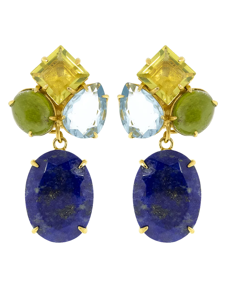 Lapis And Quartz Earrings