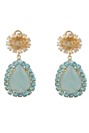 Lemon Quartz Blue Topaz Earrings