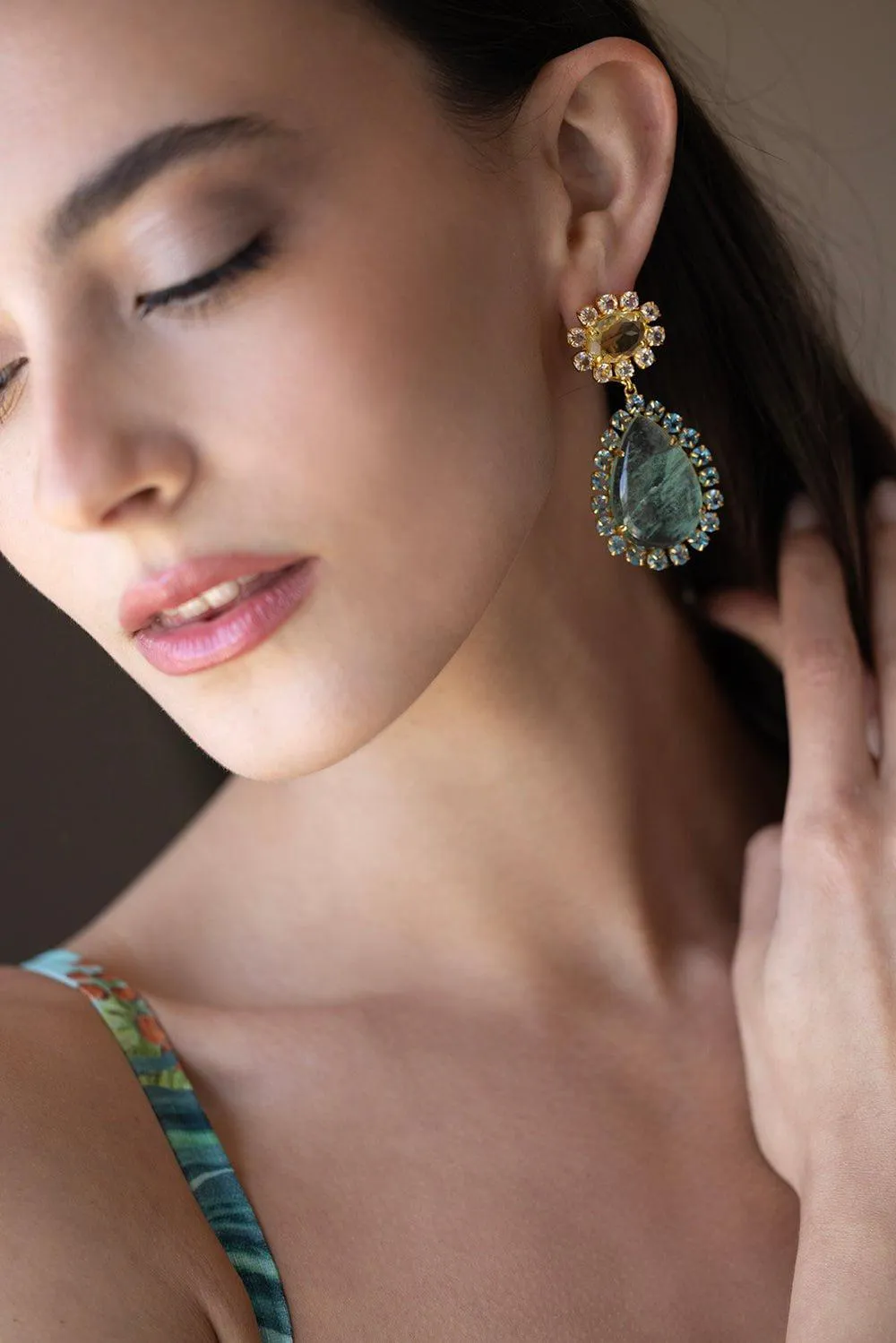 Lemon Quartz Blue Topaz Earrings