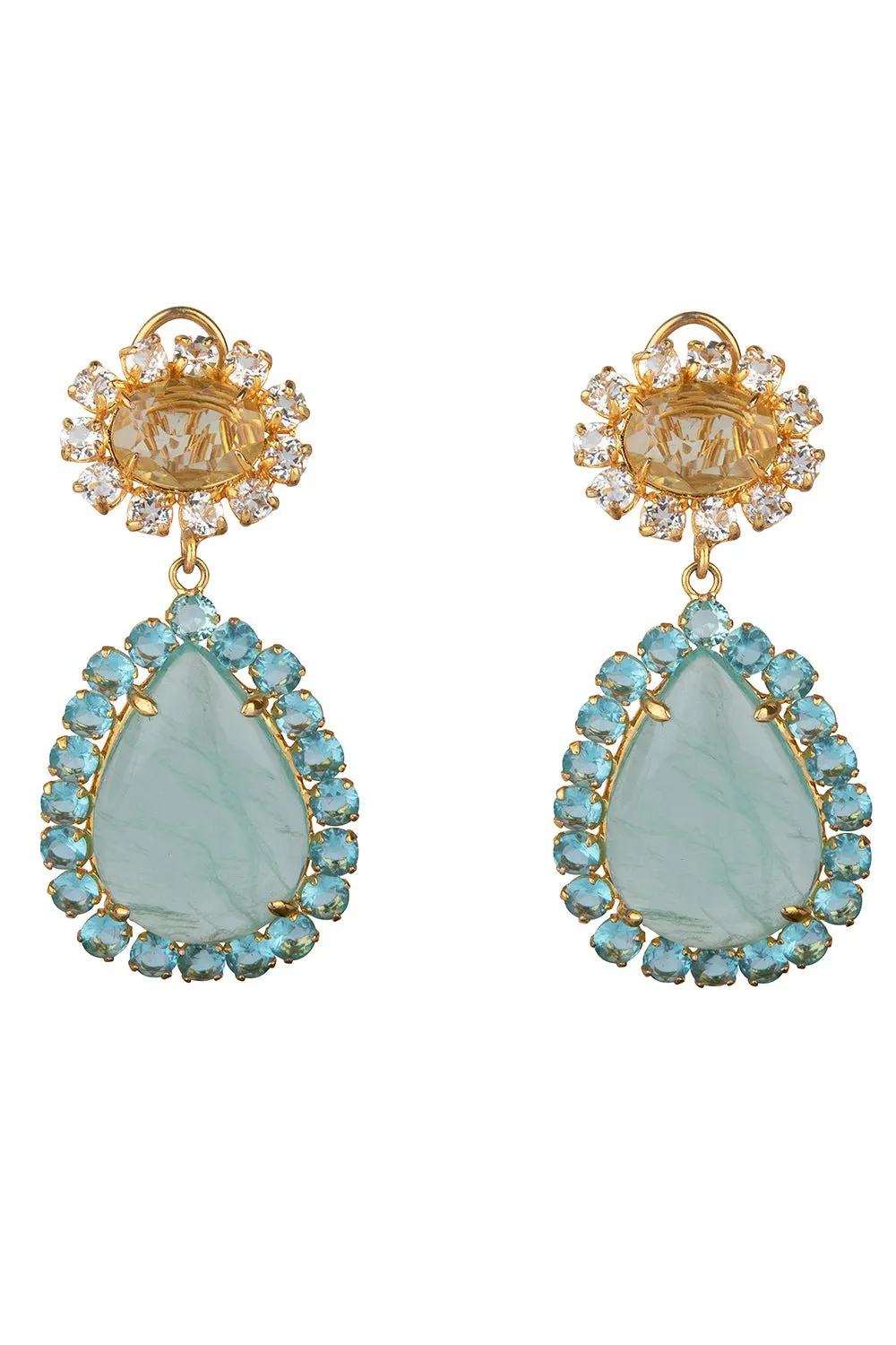 Lemon Quartz Blue Topaz Earrings