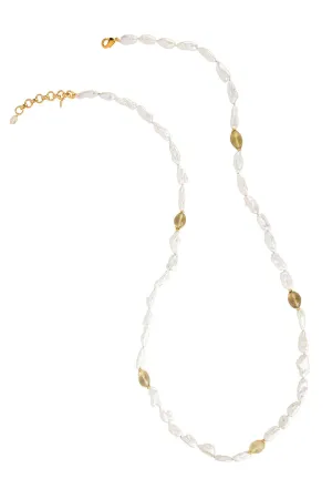 Lemon Quartz Pearl Necklace