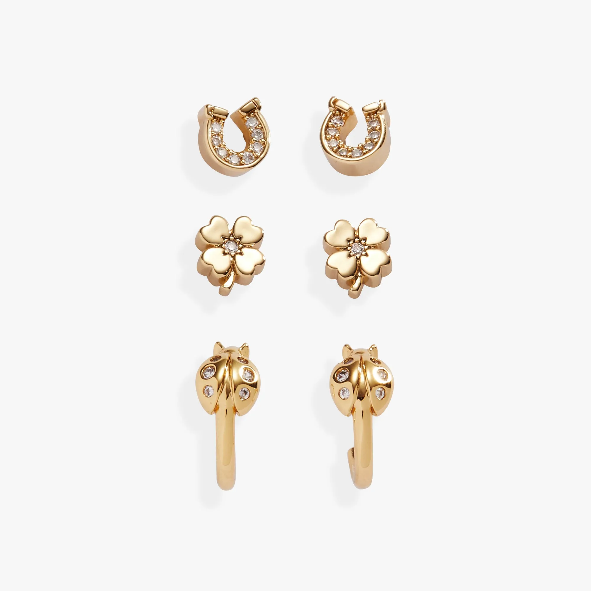 Love and Luck Set of 3 Stud & Hoop Earrings