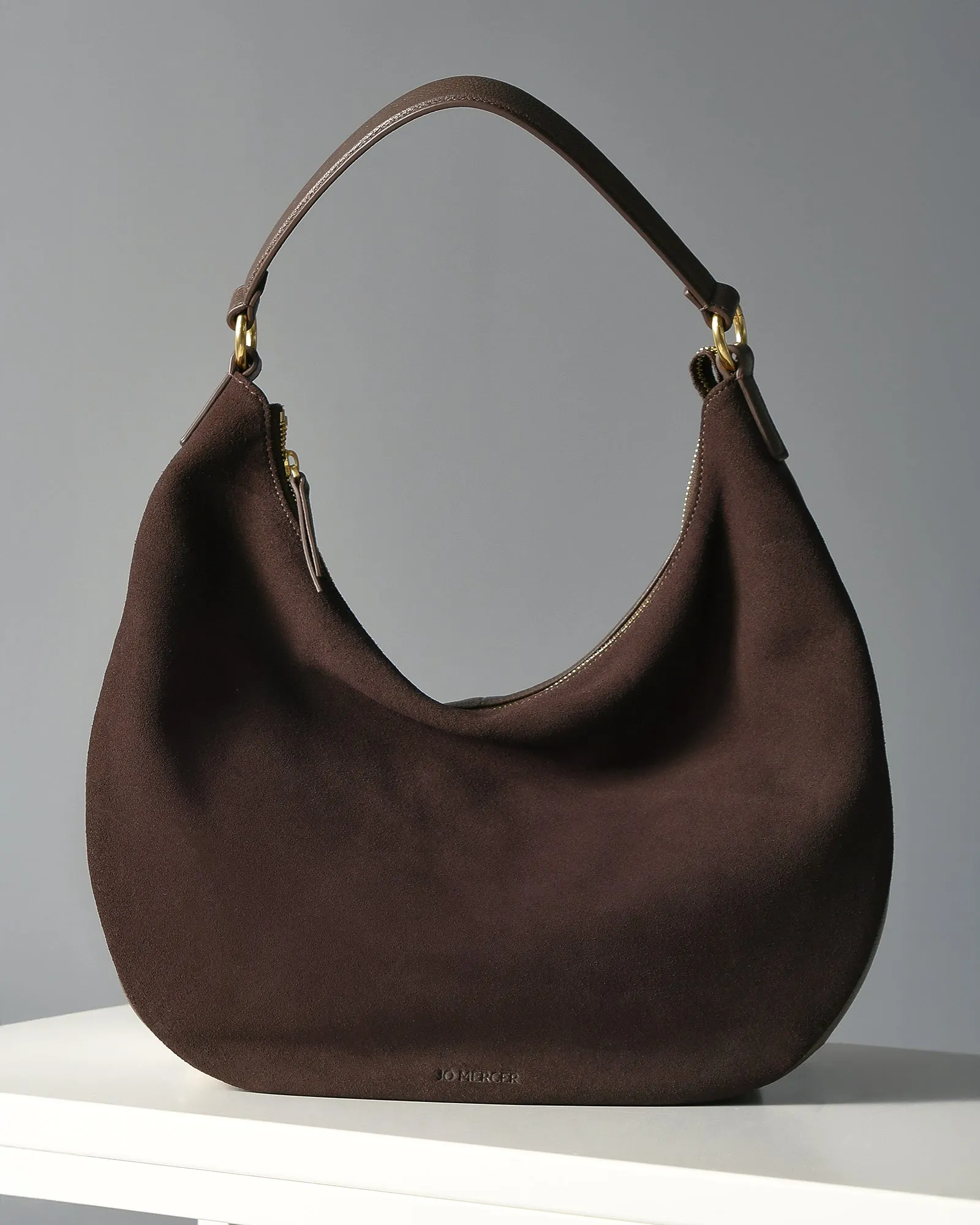 MARGO SHOULDER BAG BITTER CHOC SUEDE Jo Mercer