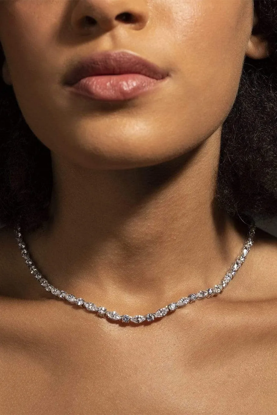 Marquis and Round Cubic Zirconia Necklace