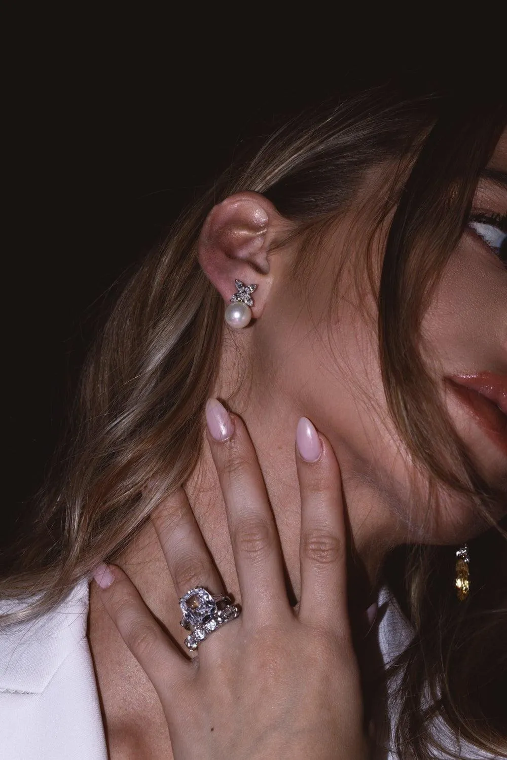 Marquise CZ Pearl Stud Earrings