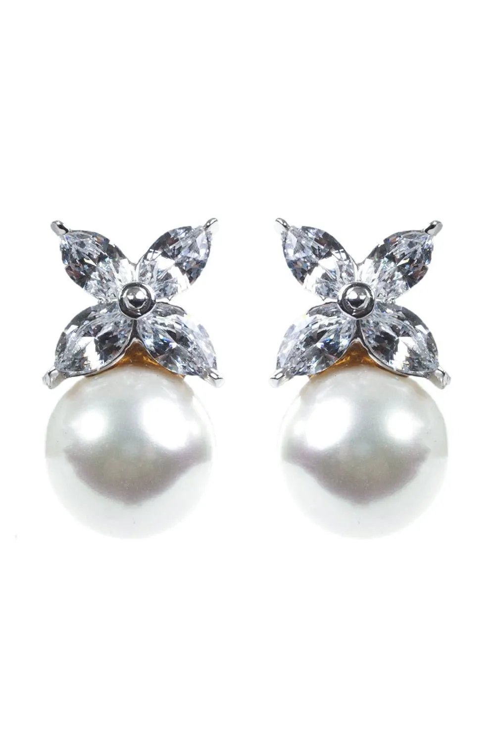 Marquise CZ Pearl Stud Earrings