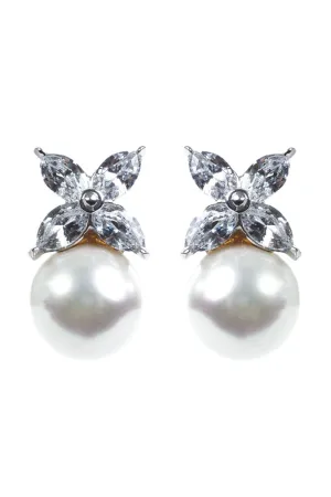 Marquise CZ Pearl Stud Earrings