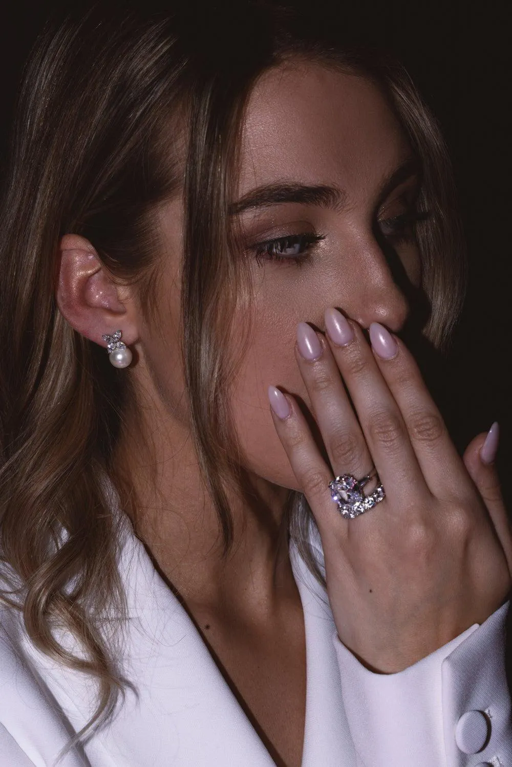 Marquise CZ Pearl Stud Earrings