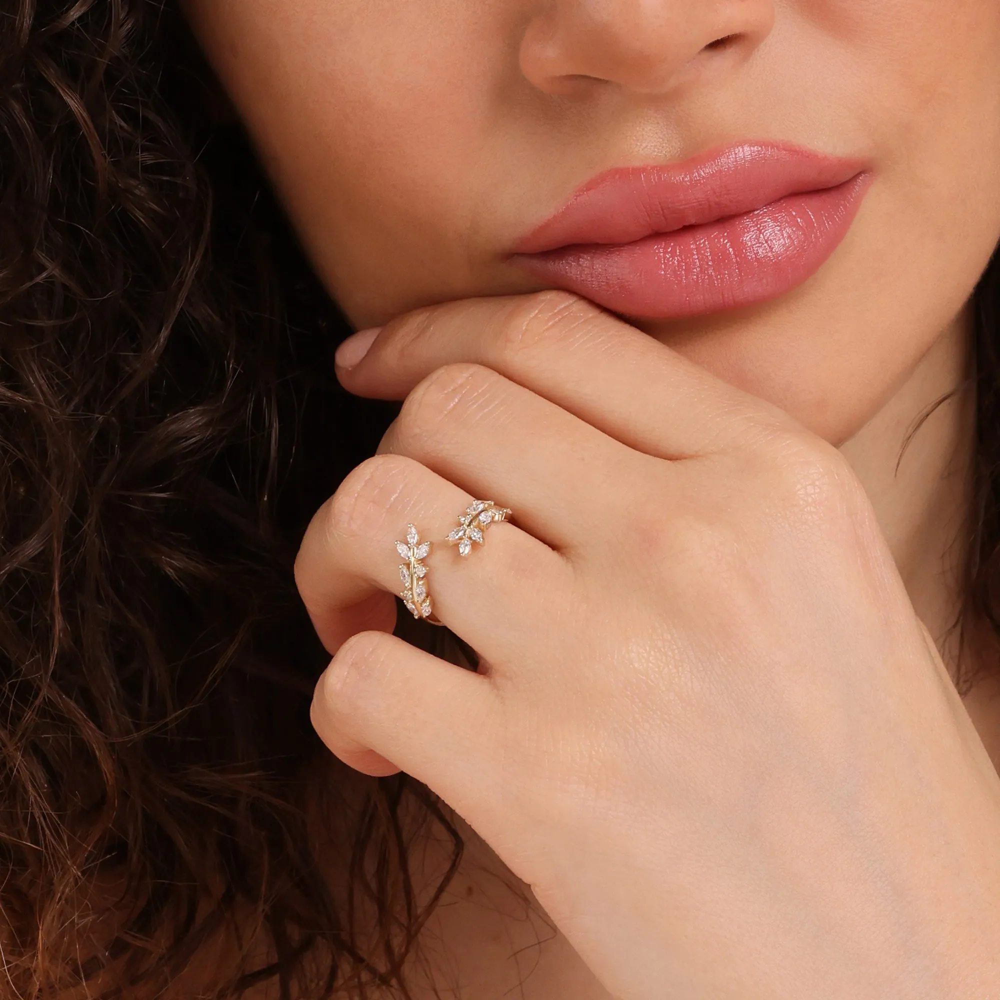 Marquise Diamond Open Leaf Ring, Zuna SARAHELISE