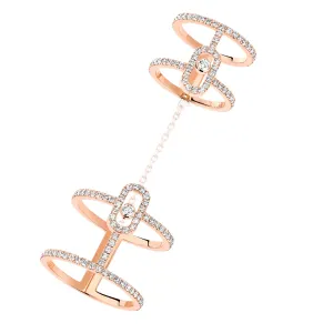 Messika Move Uno 18ct Rose Gold Diamond Double Ring