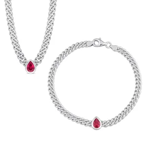 Mimi & Max 2-Piece Set 2 1/3ct TGW Created Ruby Jewelry Set Sterling Silver