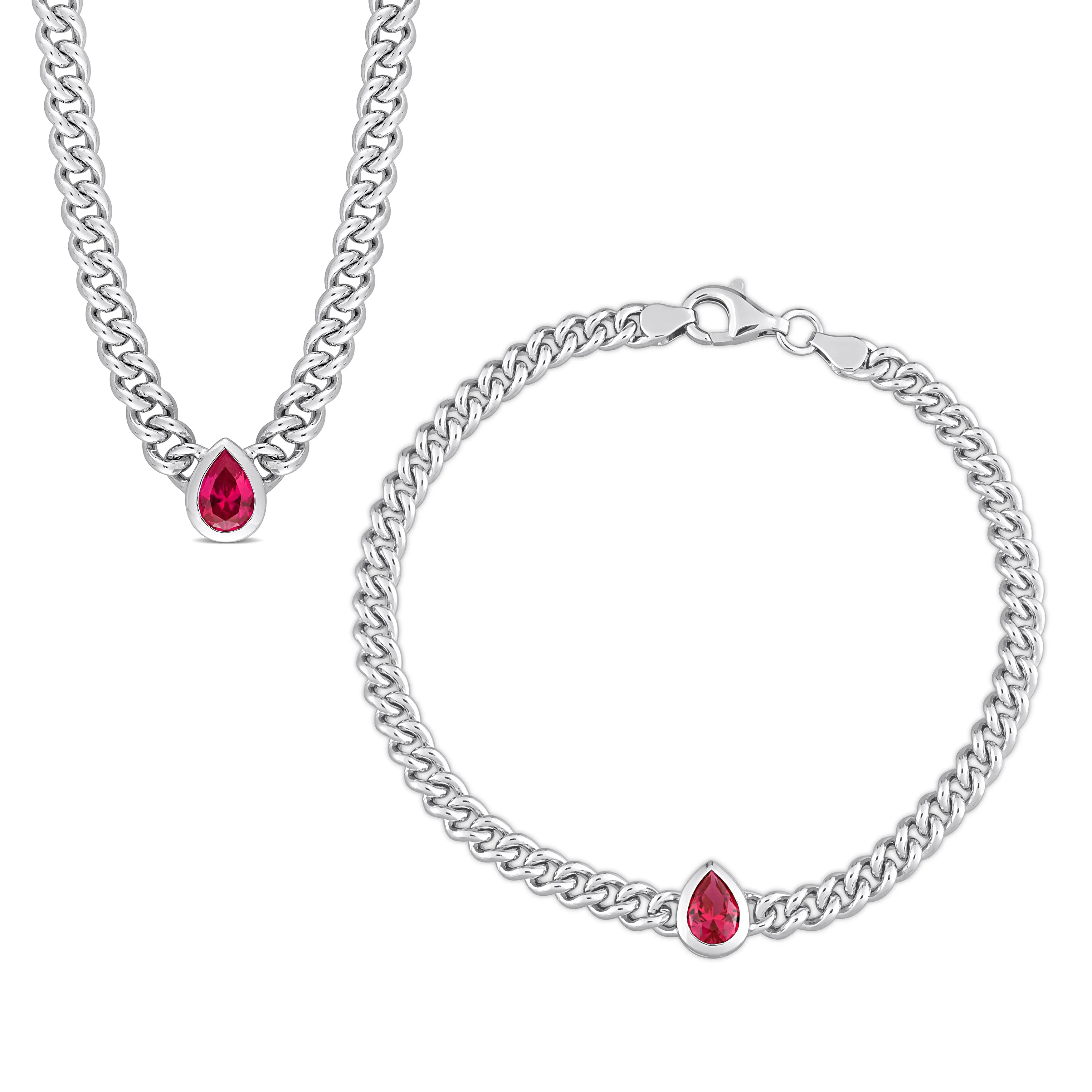 Mimi & Max 2-Piece Set 2 1/3ct TGW Created Ruby Jewelry Set Sterling Silver