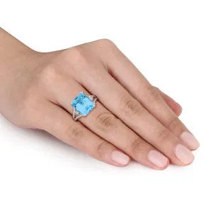 Mimi & Max 23 1/3ct TGW Octagon-Cut Sky Blue White Topaz Heart Jewelry Set Sterling Silver