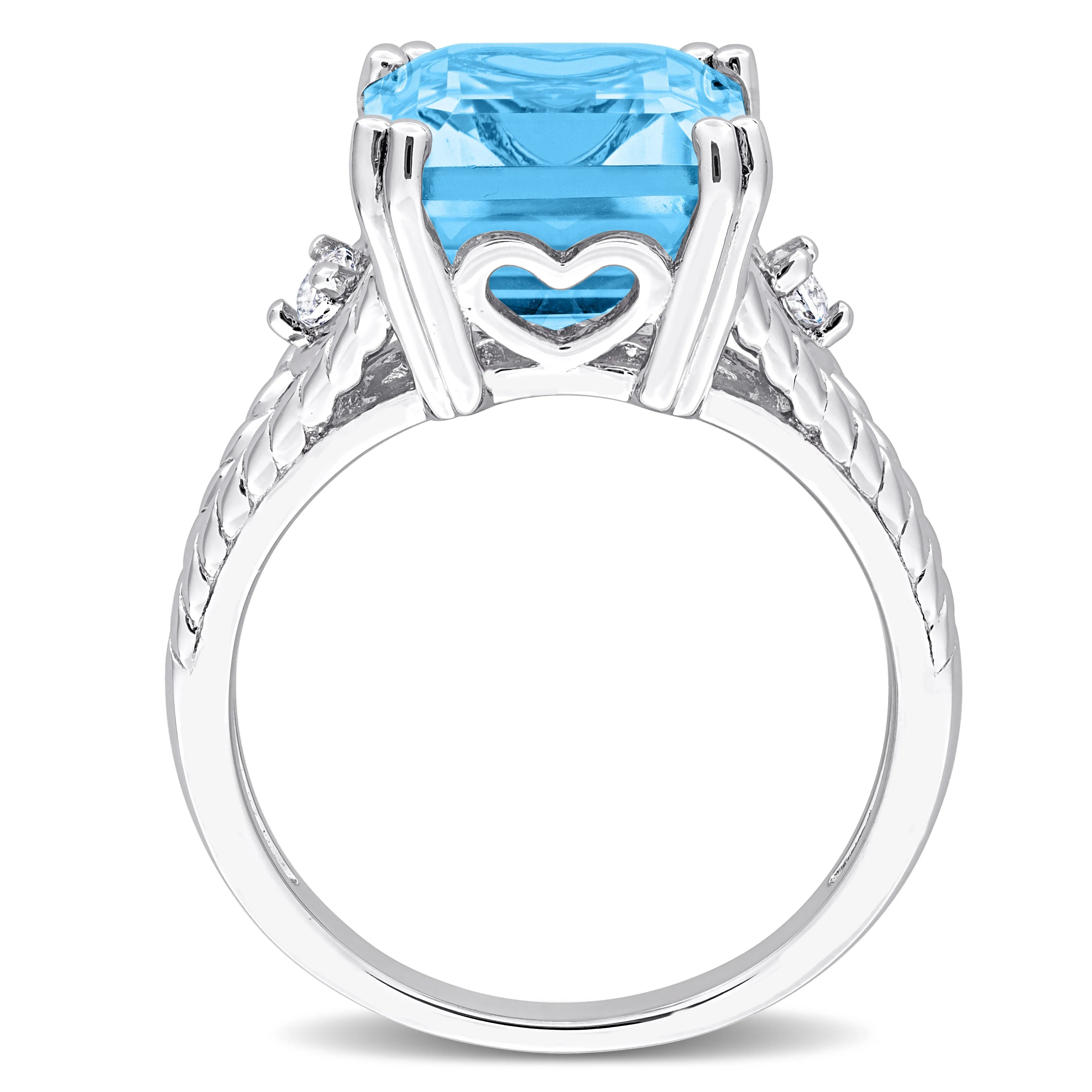 Mimi & Max 23 1/3ct TGW Octagon-Cut Sky Blue White Topaz Heart Jewelry Set Sterling Silver