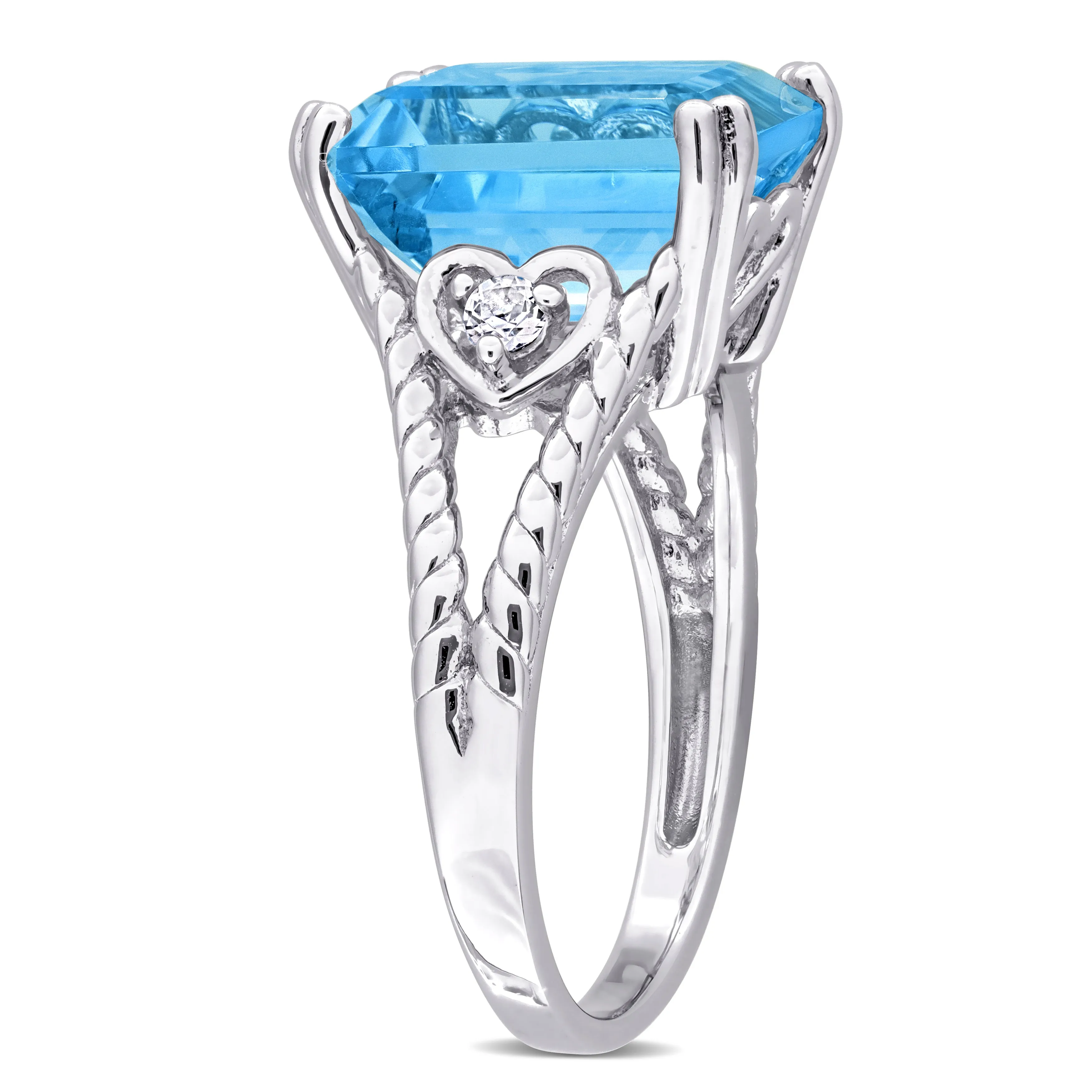 Mimi & Max 23 1/3ct TGW Octagon-Cut Sky Blue White Topaz Heart Jewelry Set Sterling Silver