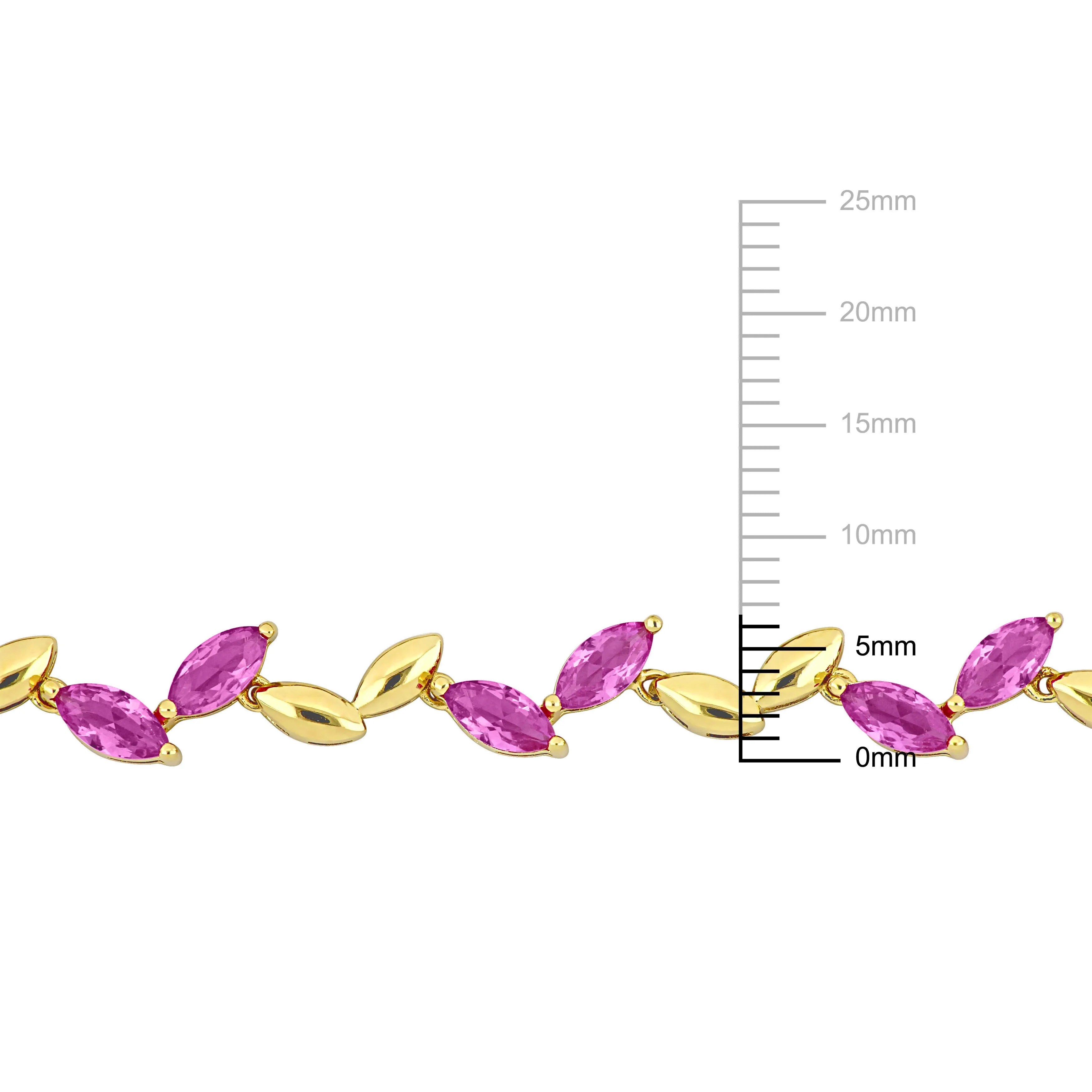 Mimi & Max 29 7/8ct TGW Created Pink Sapphire Leaf Necklace Bracelet Yellow Plated Sterling Silver