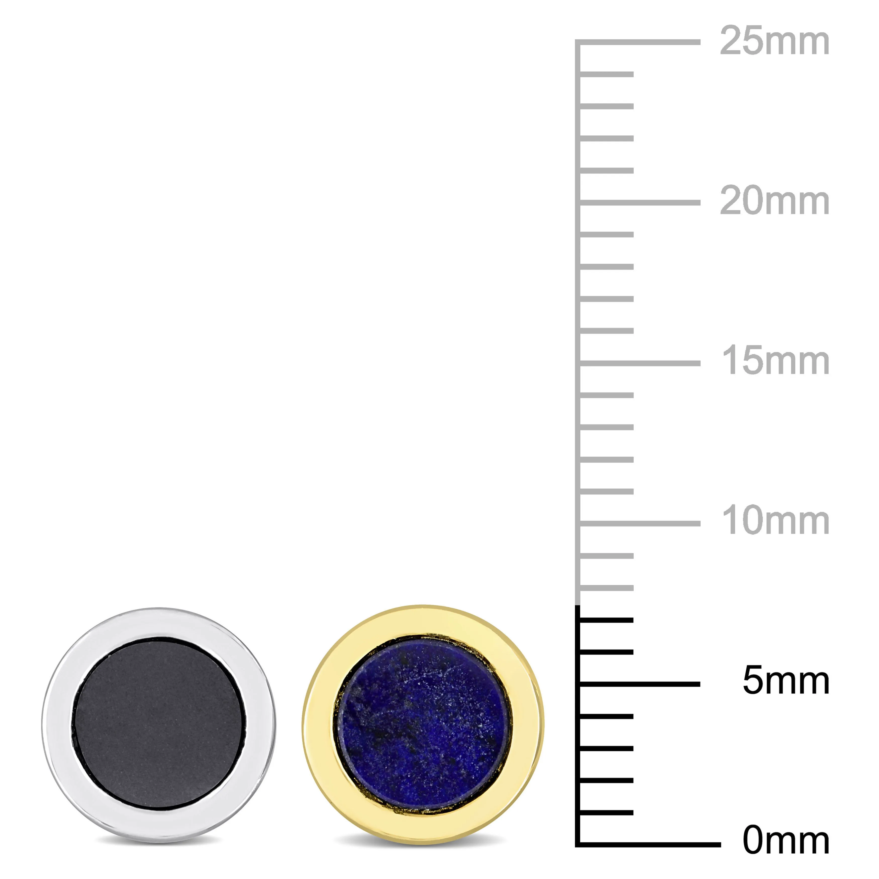 Mimi & Max Men's 1 1/4ct TGW Round Hematite Lapis Stud Earrings 2-Piece Set Yellow White Sterling Silver