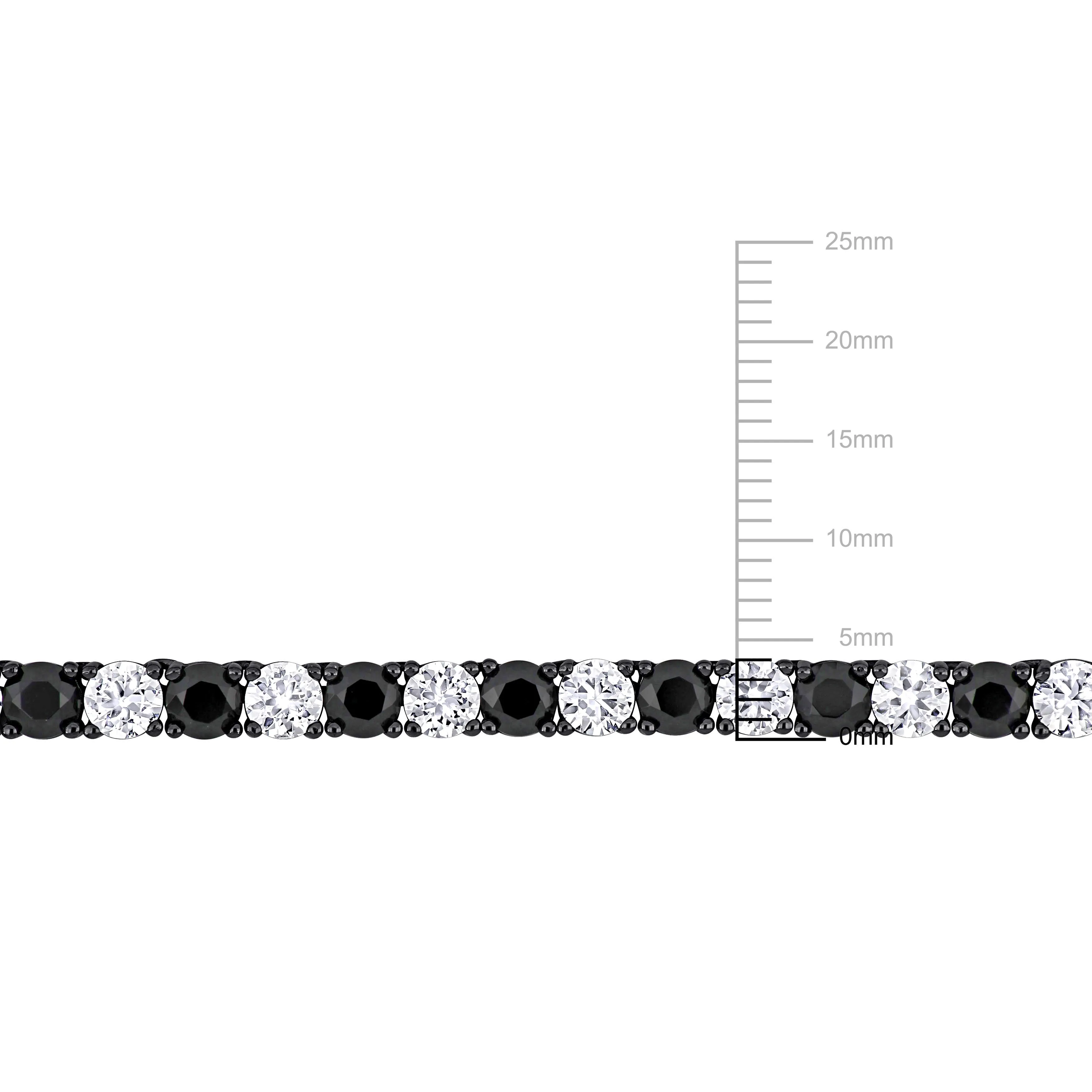 Mimi & Max Men's 57 1/4ct TGW Created White Black Sapphire Jewelry Set Black Rhodium Sterling Silver