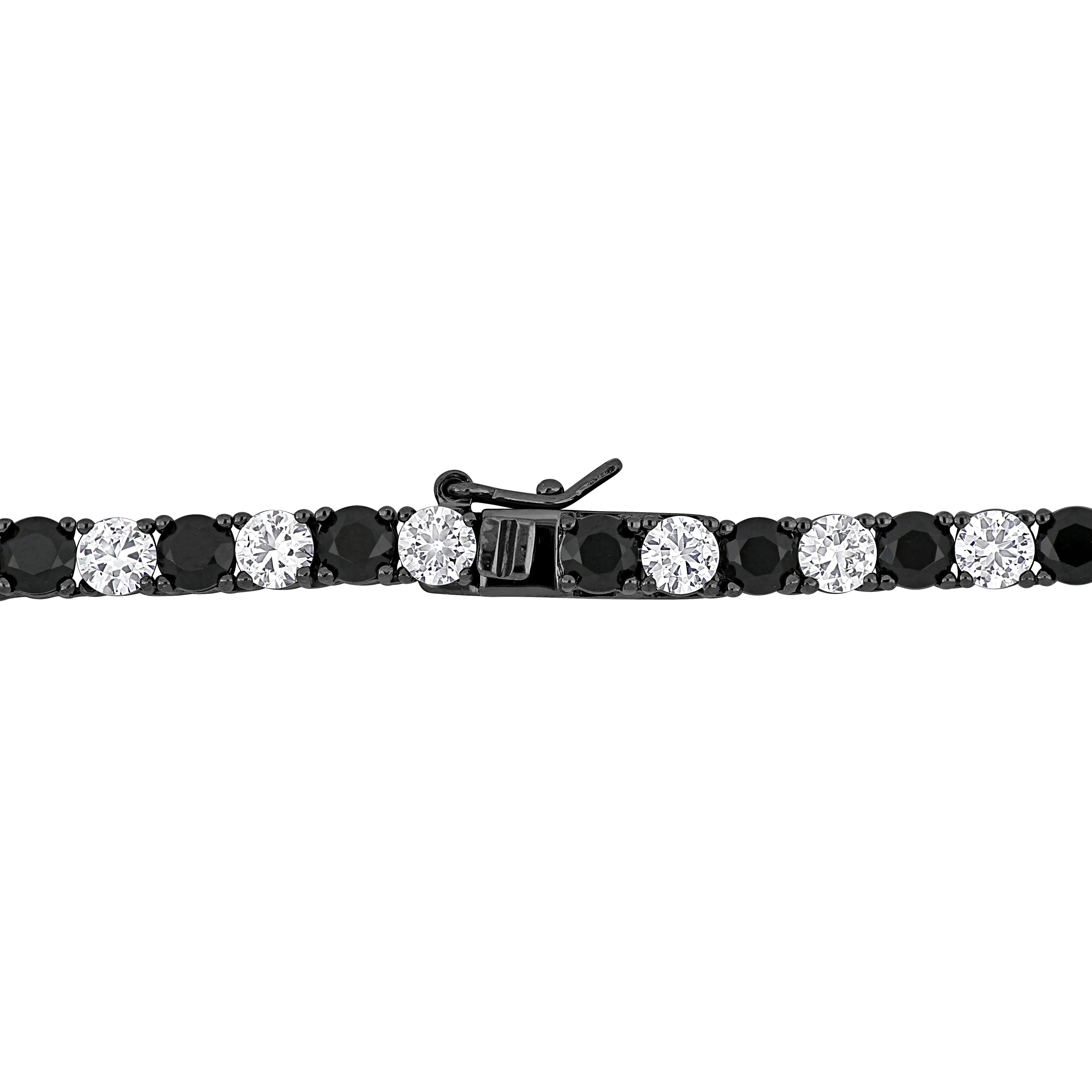 Mimi & Max Men's 57 1/4ct TGW Created White Black Sapphire Jewelry Set Black Rhodium Sterling Silver
