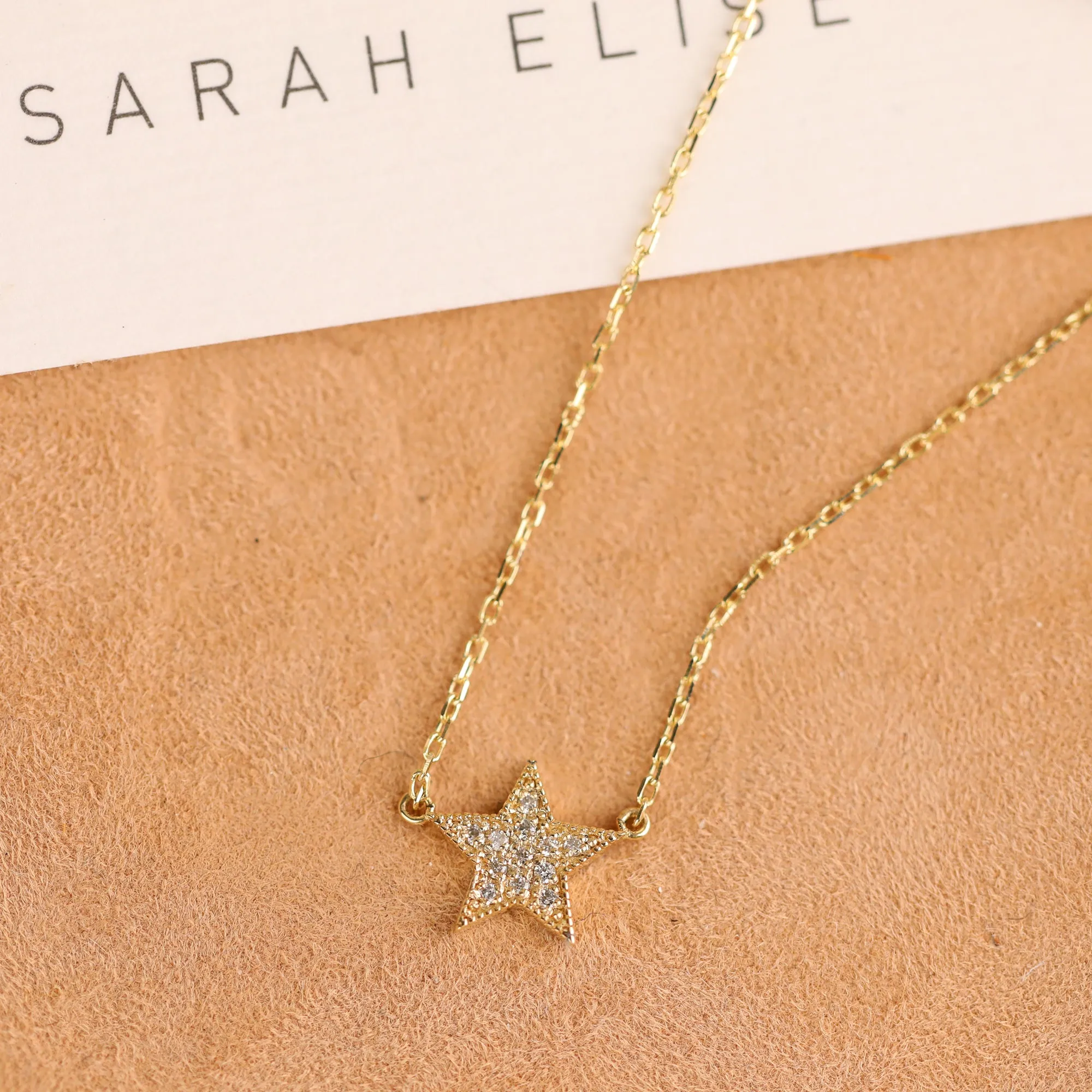 Mini Pave Diamond Star Necklace, Luz SARAHELISE