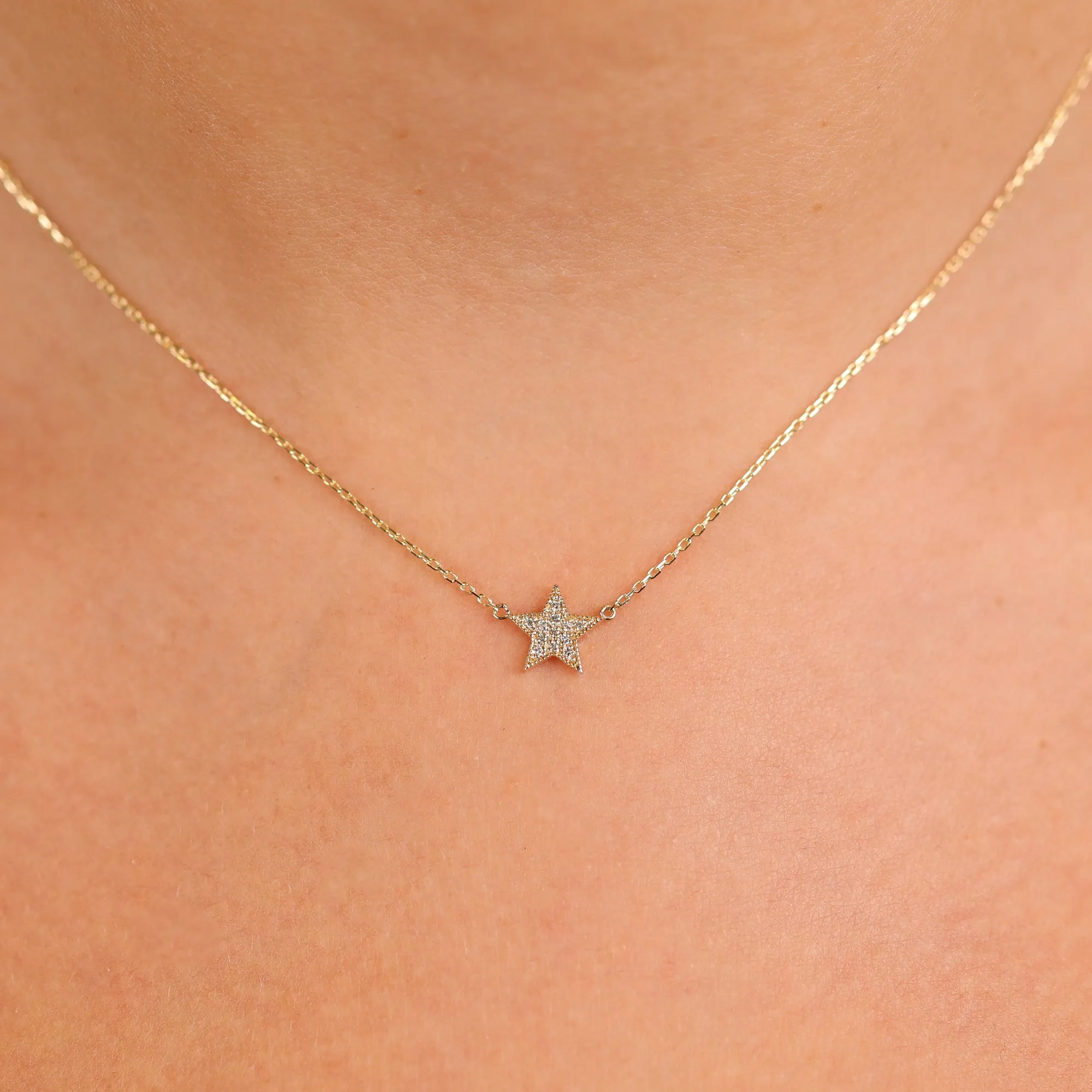 Mini Pave Diamond Star Necklace, Luz SARAHELISE