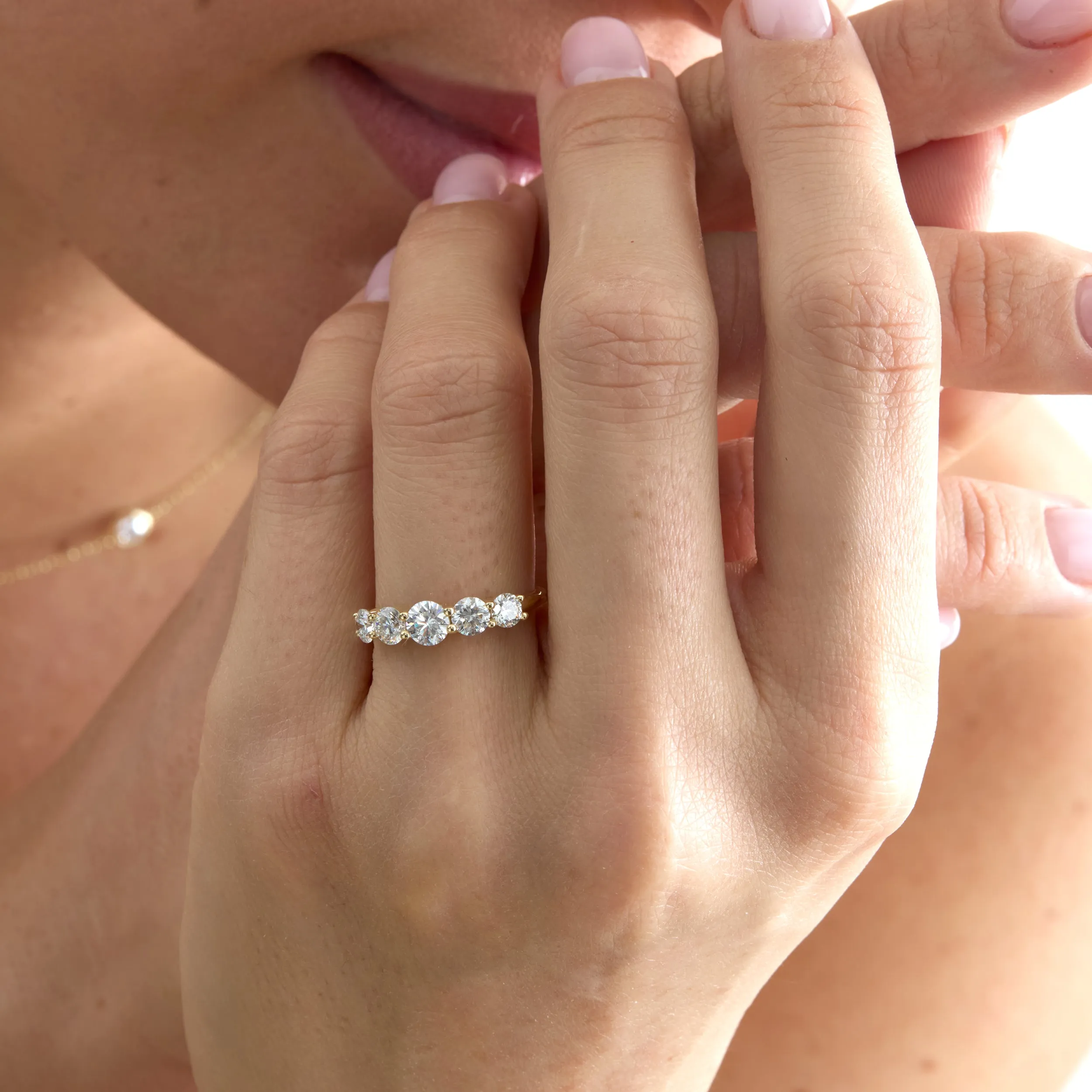 Minimalist Diamond Ring, Half-Eternity Ring, Alia SARAHELISE