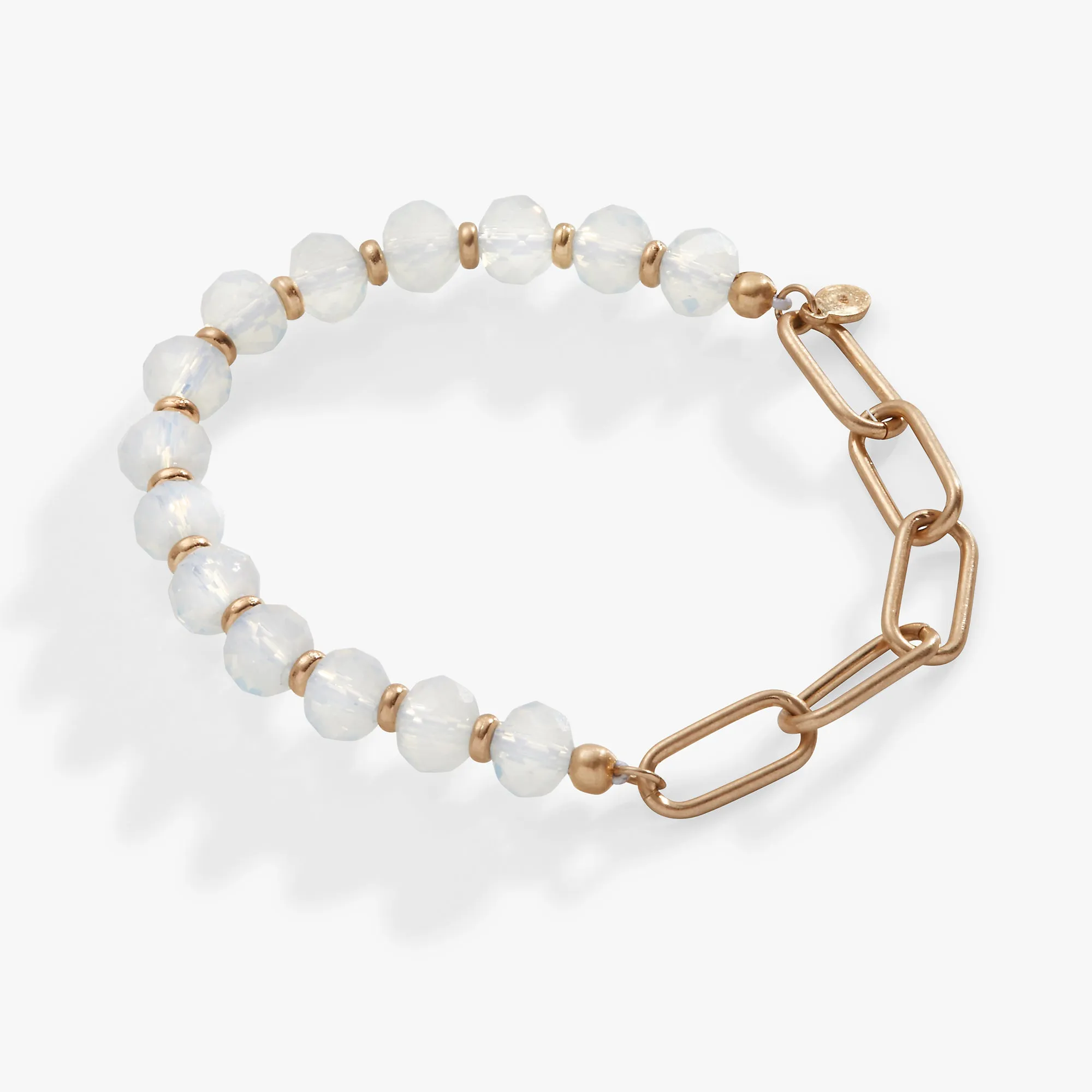 Moonstone Beaded and Chain Stretch Bracelet