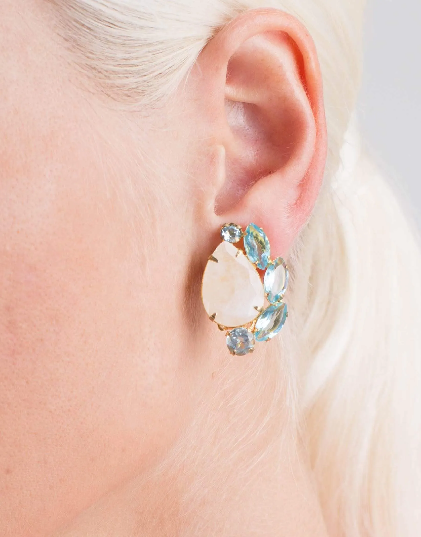 Moonstone Clip Earrings