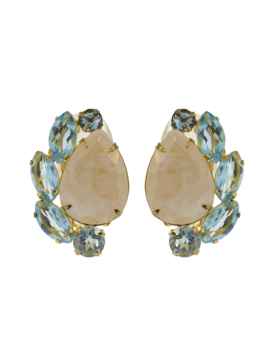 Moonstone Clip Earrings