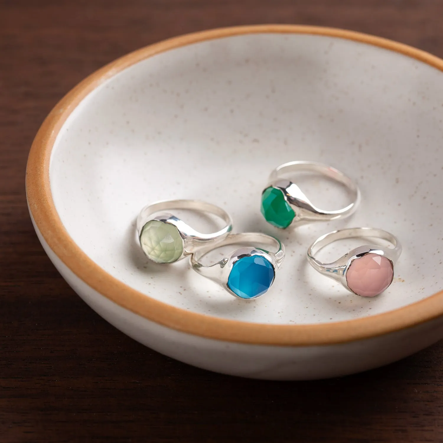 Moonstone Large Faceted Stone Set Signet Ring