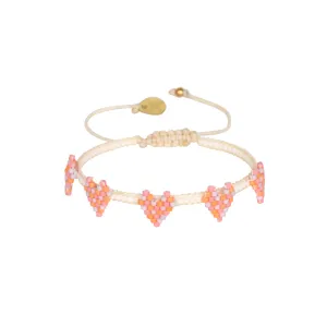 Multi Heart Row Bracelet ~ White/Purple/Coral