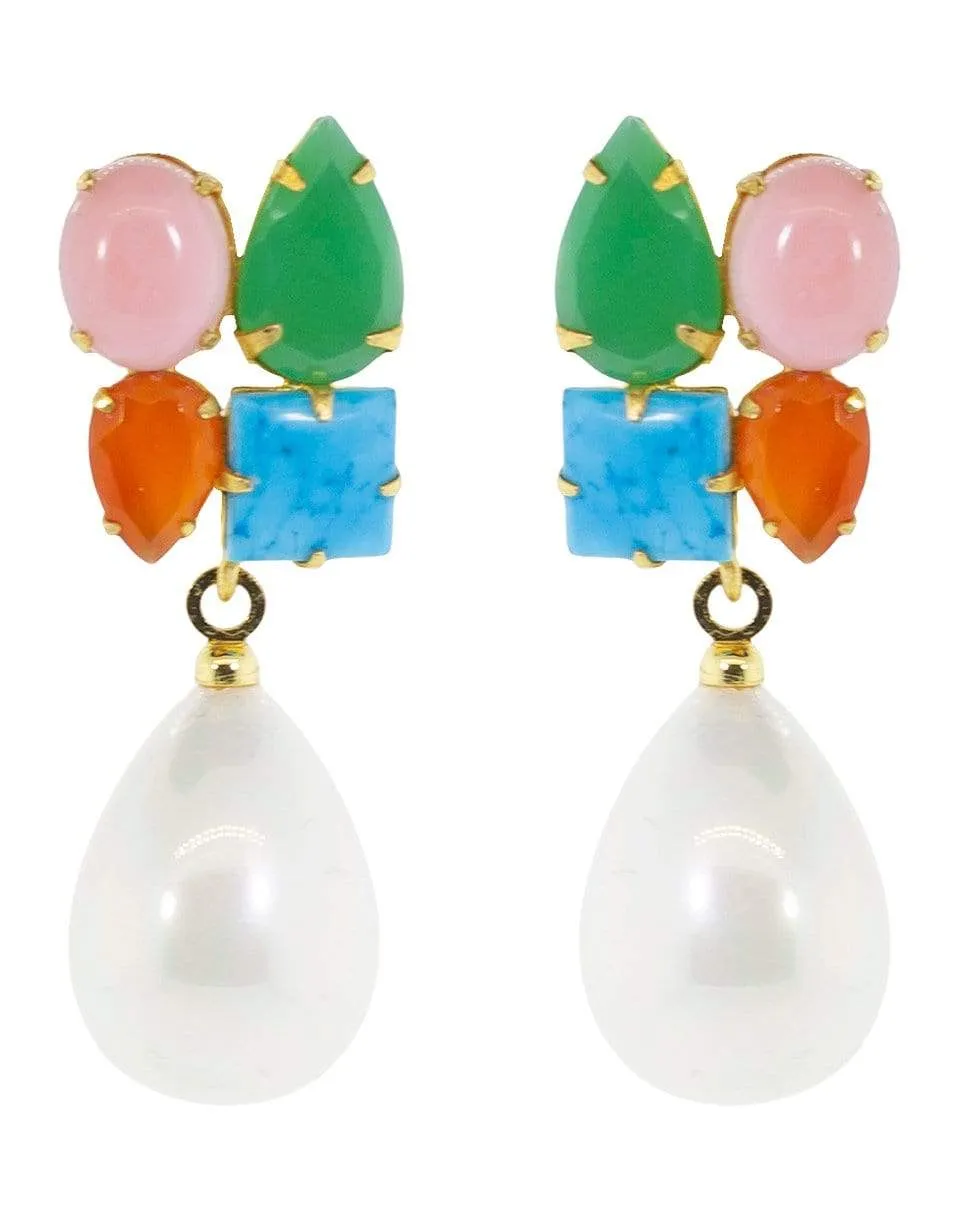 Multi Stone Clip-On Earrings
