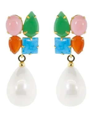 Multi Stone Clip-On Earrings