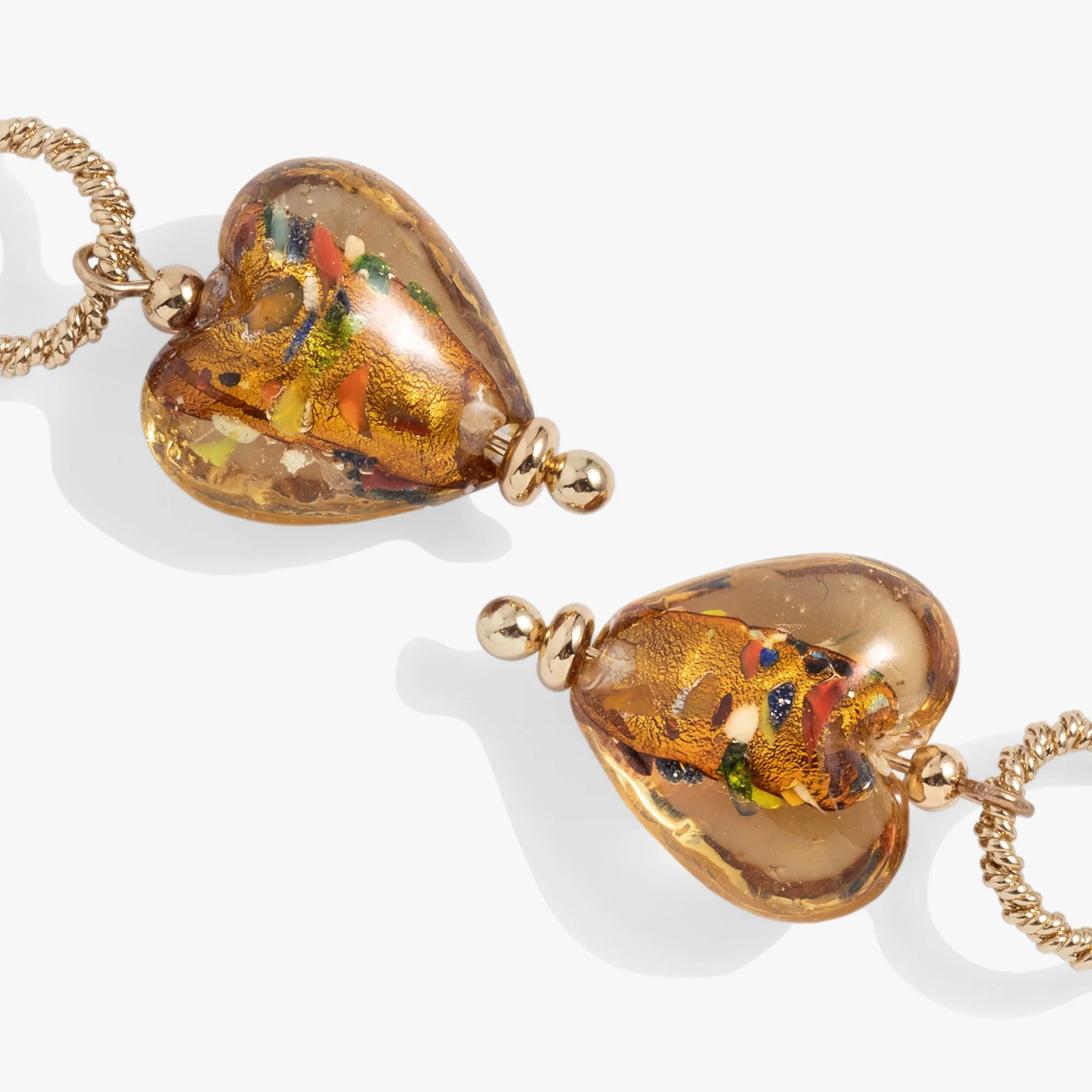 Murano Beads Heart Drop Huggie Earring