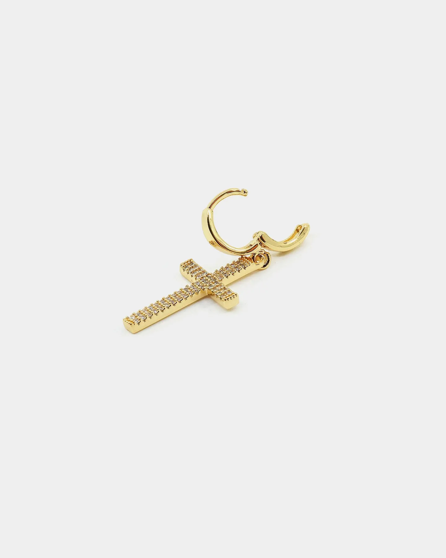 NXS Cross Earring Iced Gold