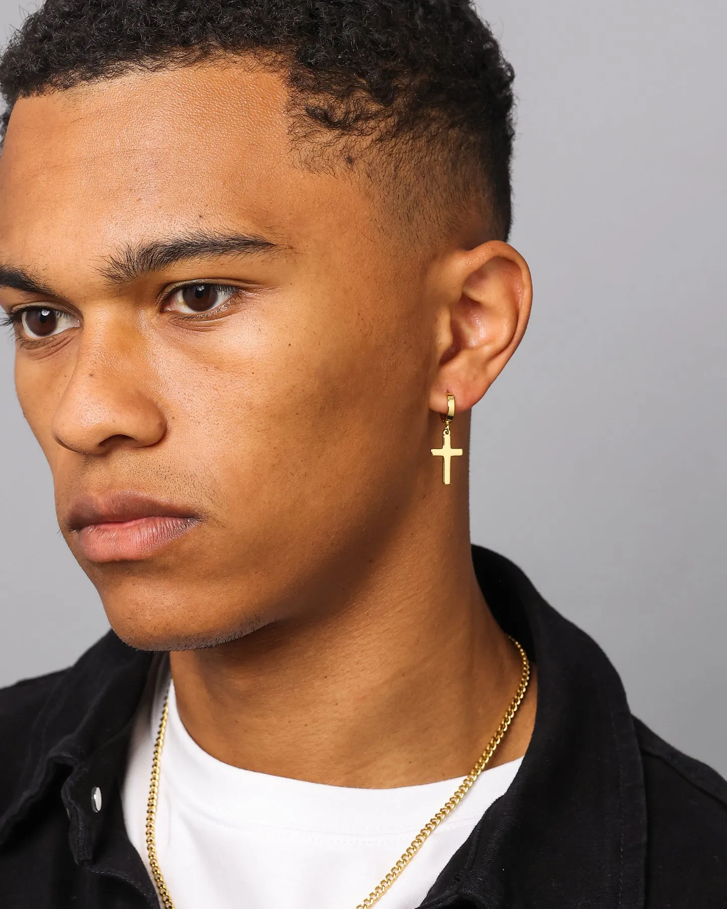 NXS Mini Cross Earring Gold