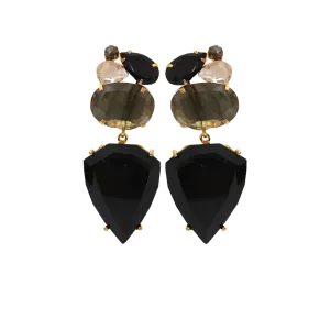 Onyx Drop Clip Earrings