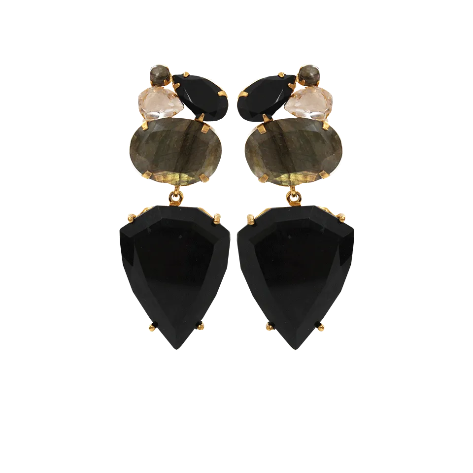 Onyx Drop Clip Earrings
