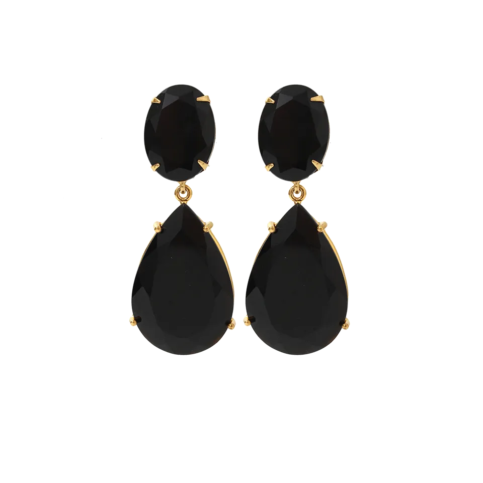 Onyx Pear Drop Clip Earrings
