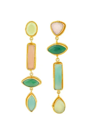 Onyx Quartz Cascade Drop Earrings