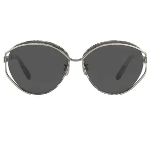 Oscar De La Renta Sunglasses Oval Black White and Grey