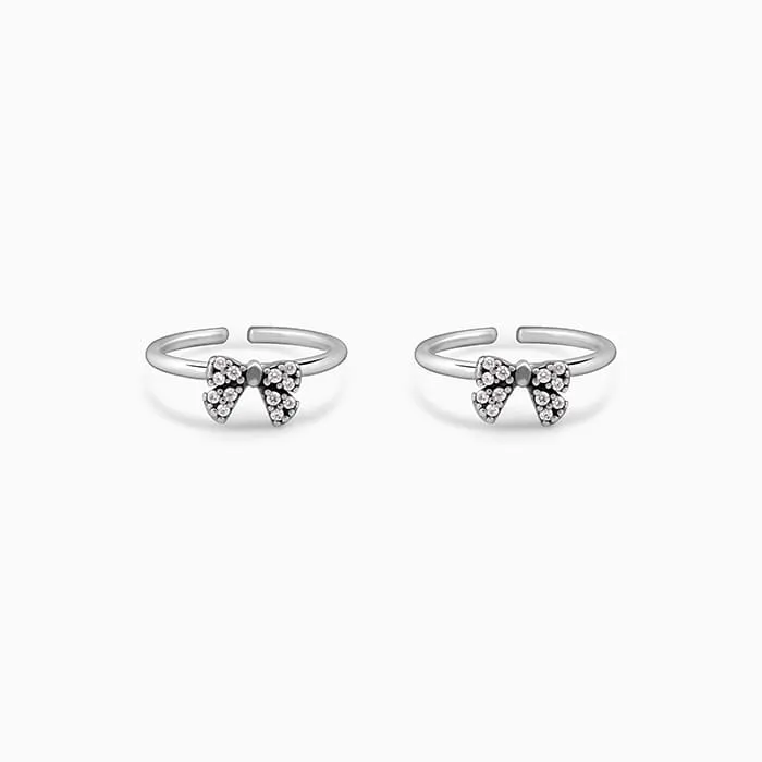Oxidised Silver Bow Toe Rings Giva