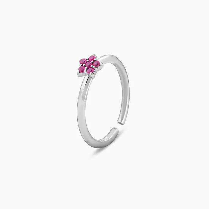 Oxidised Silver Pink Floral Toe Rings Giva