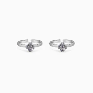 Oxidised Silver Pushpa Toe Rings Giva