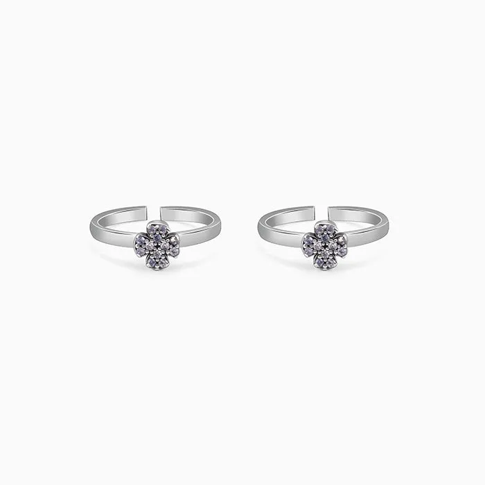 Oxidised Silver Pushpa Toe Rings Giva
