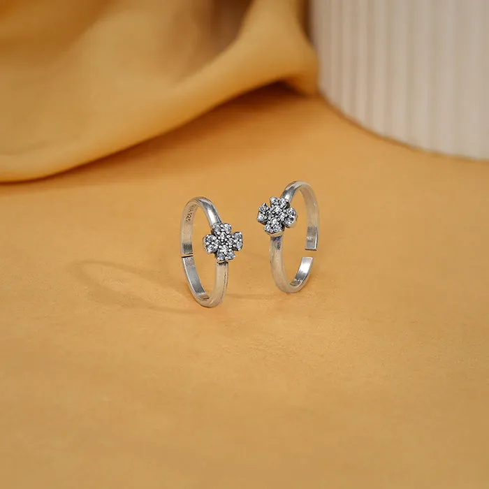 Oxidised Silver Pushpa Toe Rings Giva