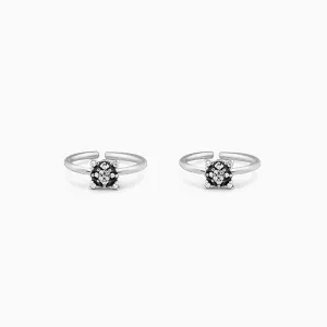 Oxidised Silver The Flower Toe Rings Giva