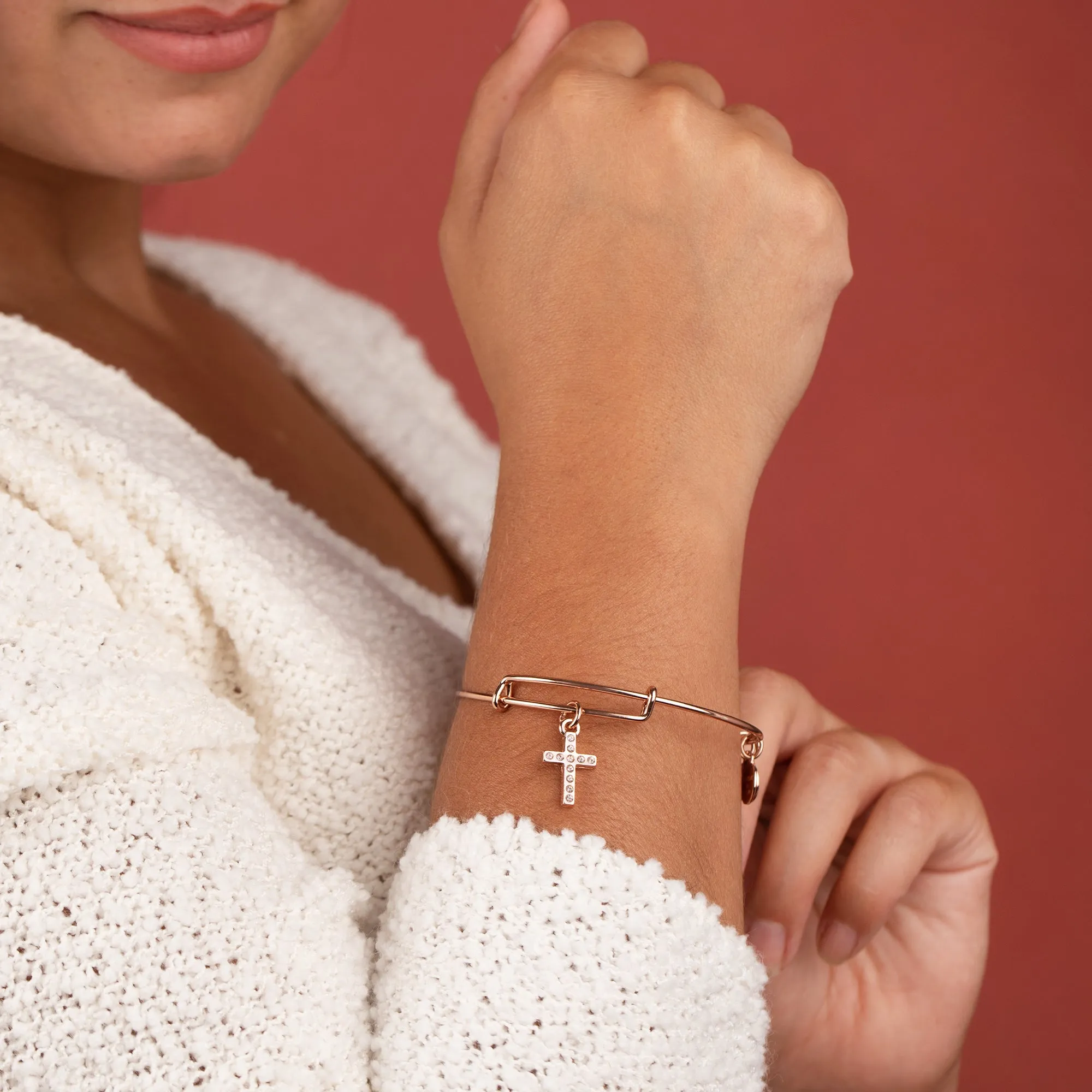Pav Cross Charm Bangle